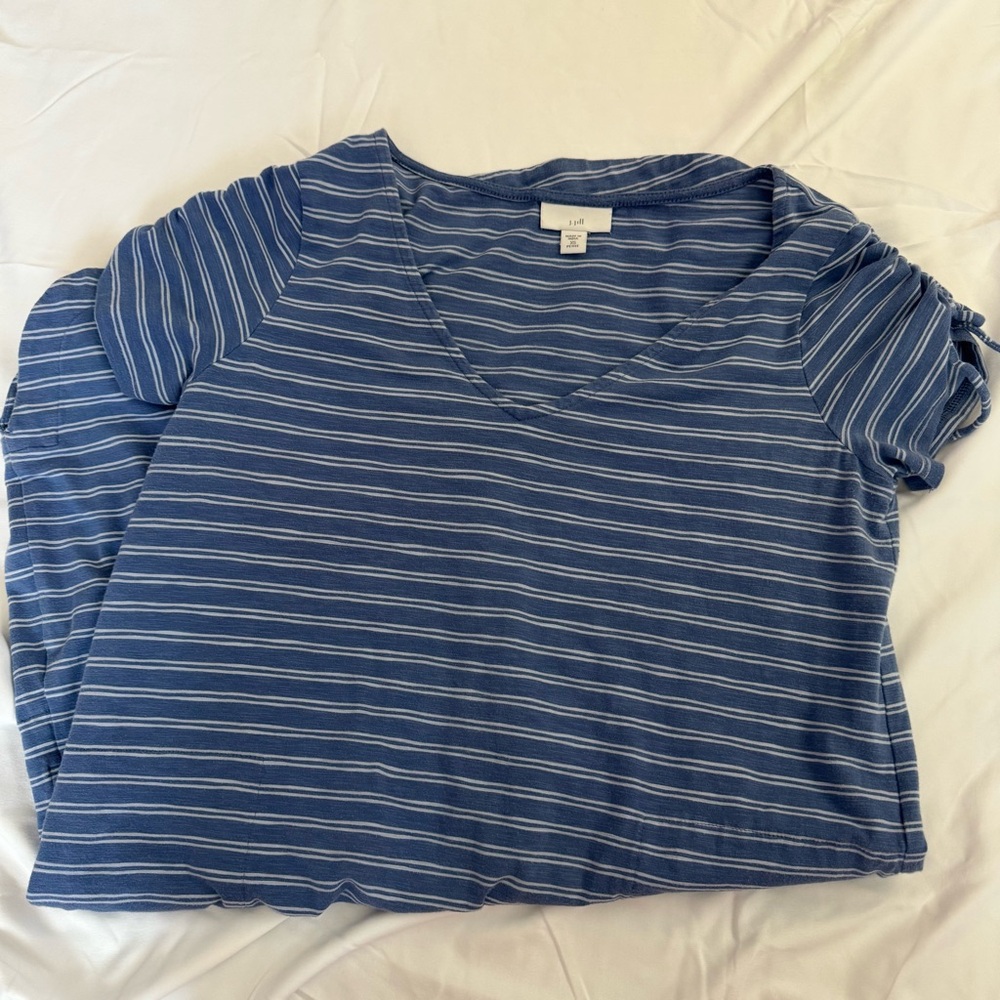 J. Jill Blue Striped Midi Dress